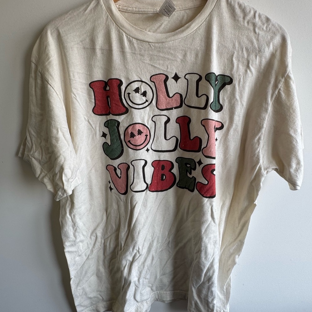 Festive Holly Jolly Vibes Women's Tee - White, Red, Green